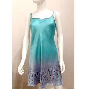Vintage TexereSilk Hand-Painted silk chemise, night gown , XL